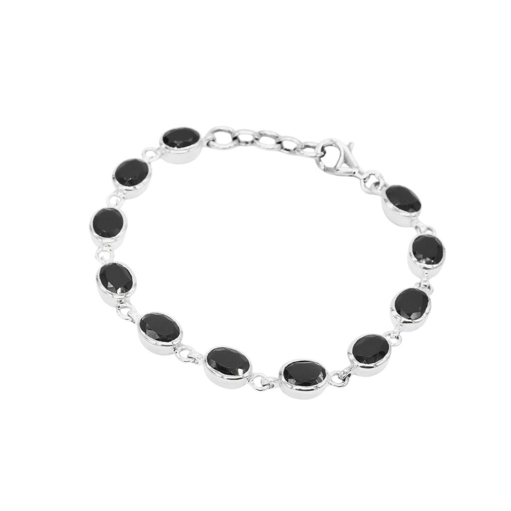 Black Spinel Bracelet: Handmade 925 Sterling Silver Gemstone Jewelry