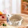 Natural Woven Corn Husk Basket Living Room Storage Solution Snacks Toy Organiser Rabbit Food Container for Home Use