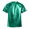 Girls Metallic Shiny Short Sleeve T-Shirt Round Neck Dance Party Performance Top