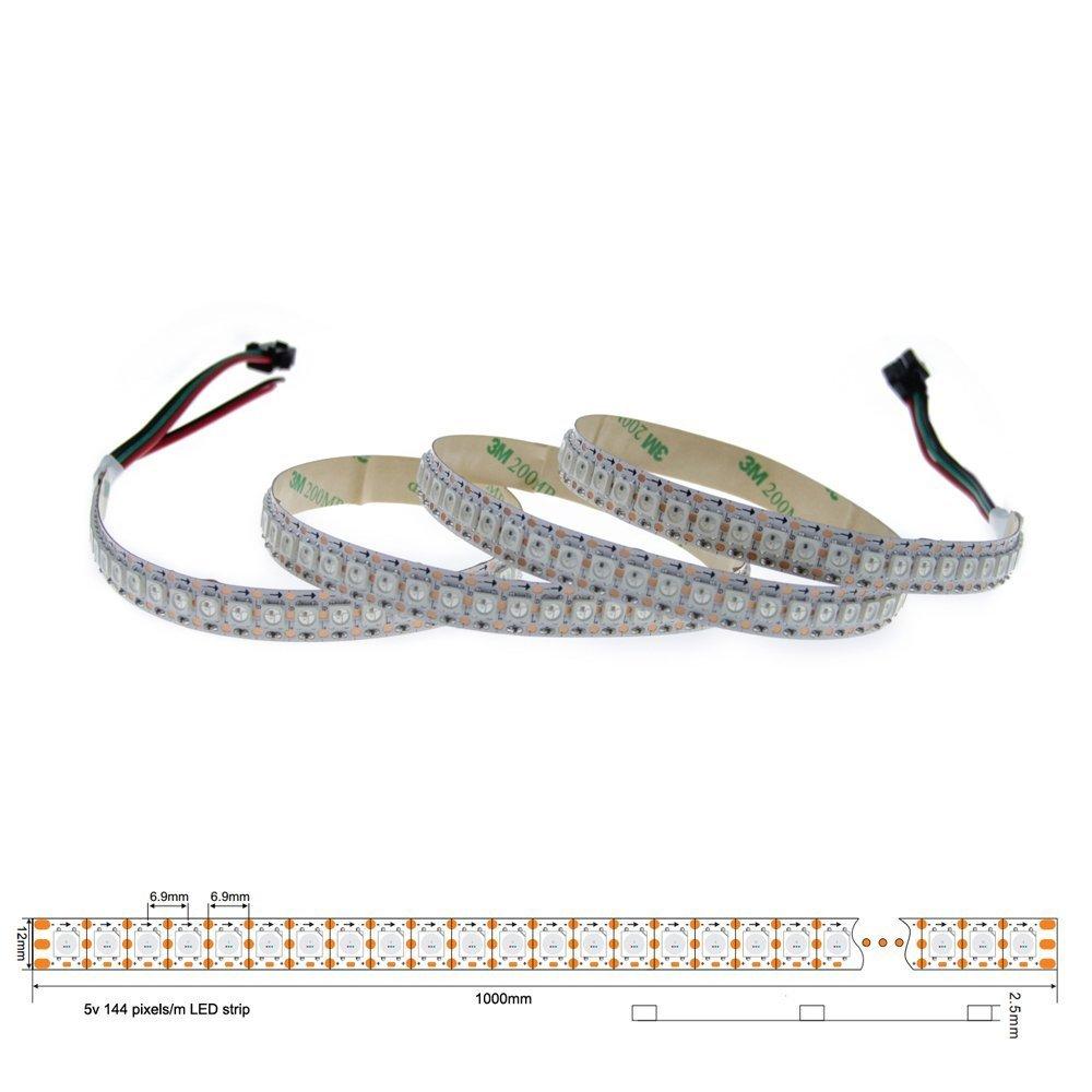 ALITOVE LED-Streifenlicht WS2812B Adressierbarer LED-Streifen Beleuchtungslicht 5050 RGB SMD 1m 144 Pixel Traumfarbe Nicht wasserdicht Weißes PCB DC 5V