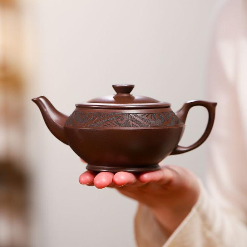 

260ml Ancient Yixing Purple Clay Teapots Handmade Han Yun Pot Raw Ore Purple Mud Tea Soaking Kettle Zisha Tea Set Accessories