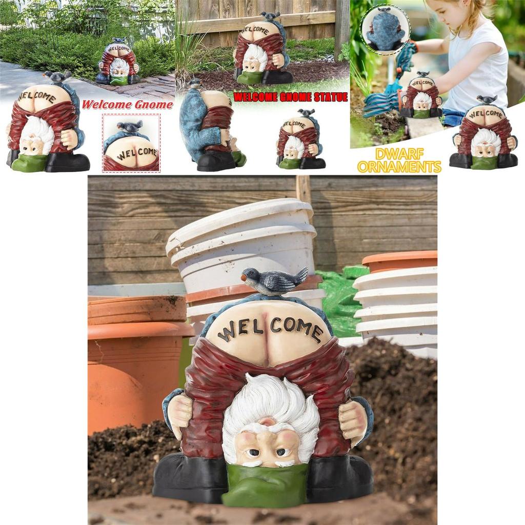 Charming Handstand Gnome Statue Featuring Funny Welcome Design For Your Garden