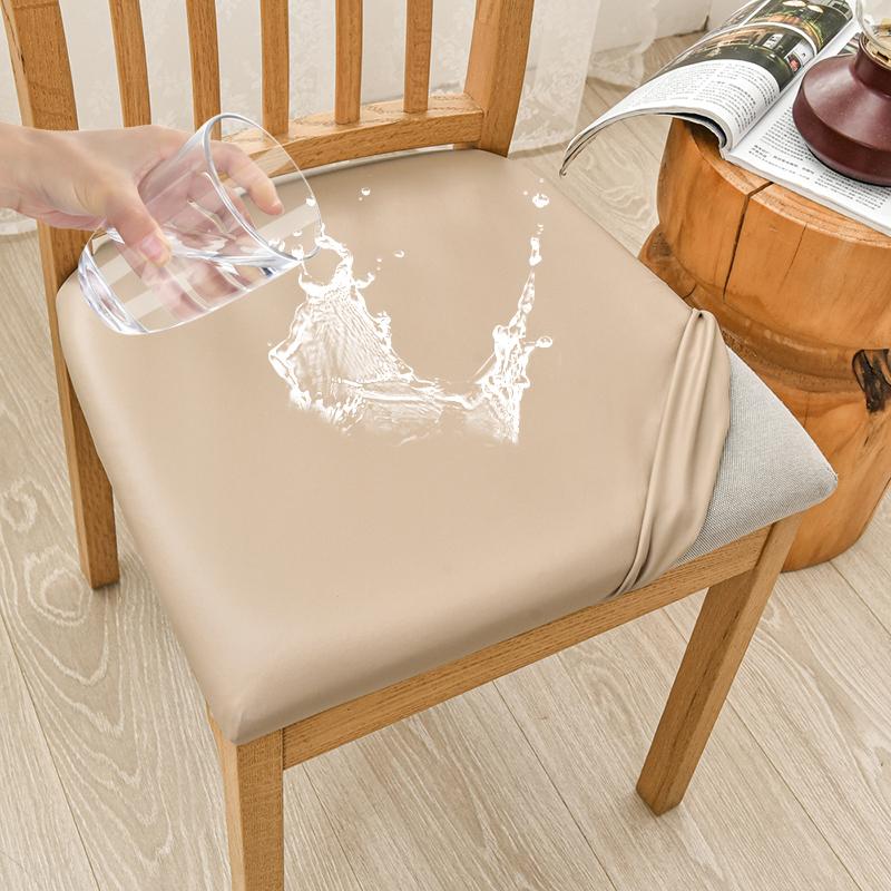 Waterproof PU Leather Seat Covers for Dining Chairs Stretch Dining Room Chair Seat Covers Kitchen Chair Seat Covers Protectors