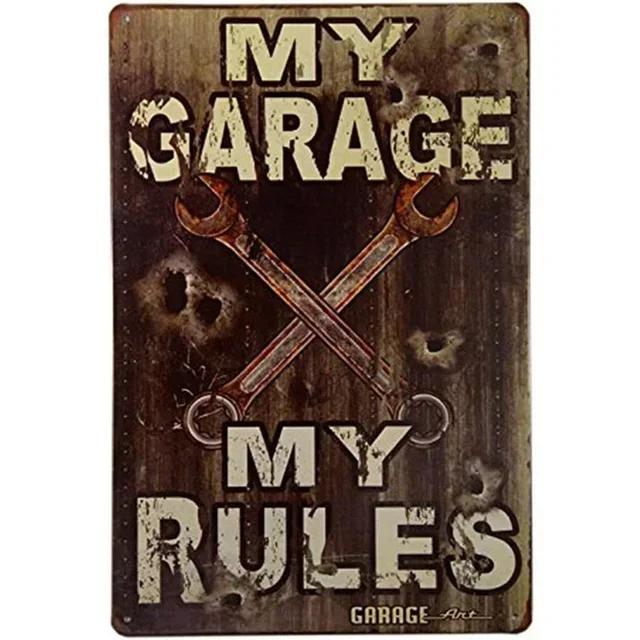 Vintage Metal Tin Signs  My Garage My Rules  Retro Wall Decor Plaque for Game Room Cafe Garage Club Bar Pubs  Iron Painting D
