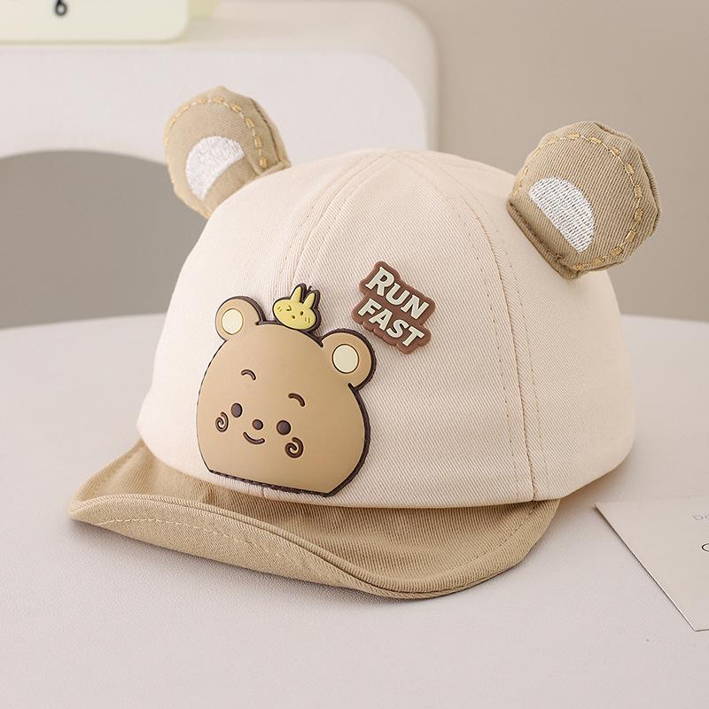 Infant Cartoon Bear Soft Brim Baseball Cap – Spring/Autumn Sun Protection for Boys & Girls