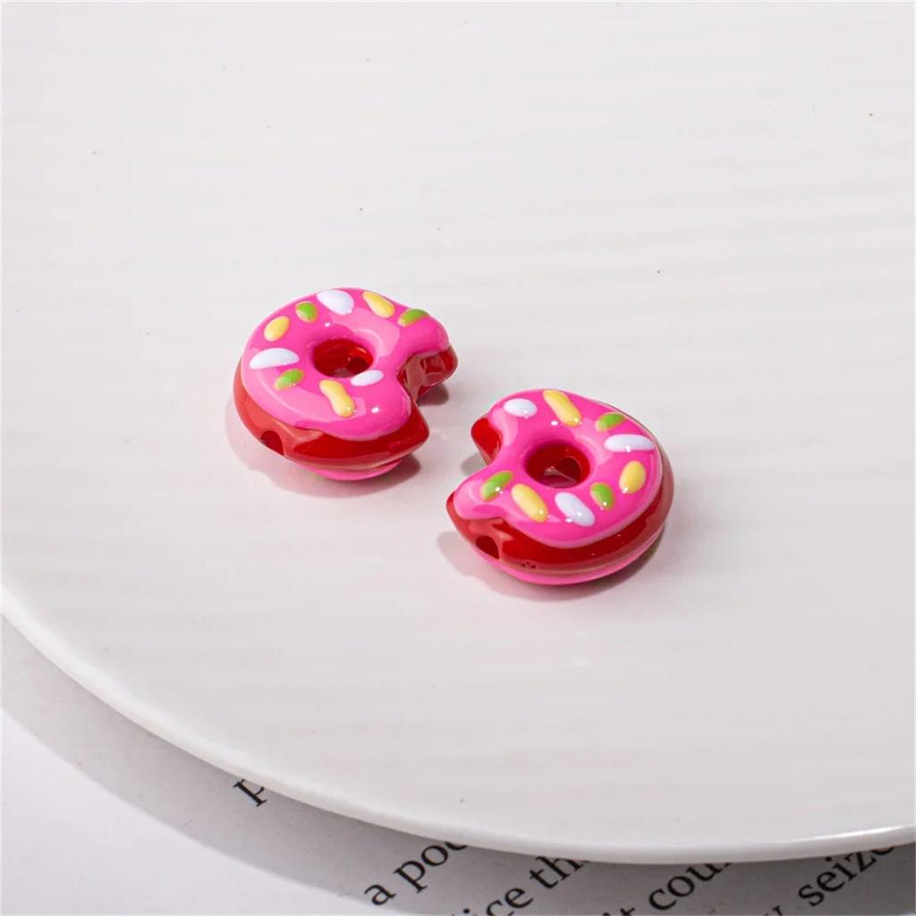 SW17 22mm Hand Painted Donut Acrylic Straight Hole Swimming Circle DIY Bracelet Clothes Beaded Accessories Phone Chain Materials