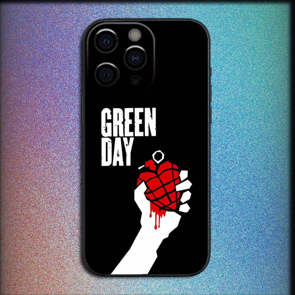 G-Green Day Band Phone Case For iPhone 16,15,14,13,12,11,Pro,X,XS,Max,XR,Plus,Mini Soft Black Cover