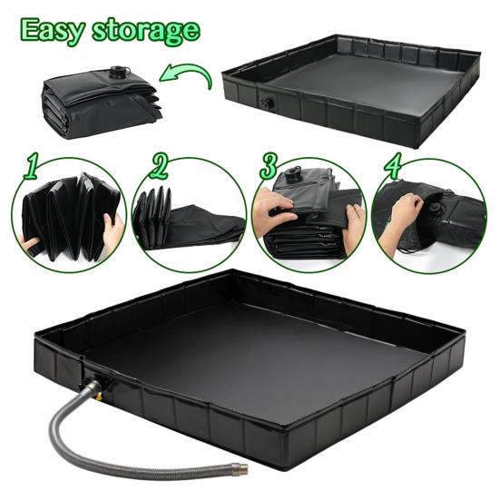 Outdoor Shower Base with Detachable Drain Pipe Foldable Waterproof PVC Outdoor Camping Beach RV Shower Pan Floor Stall
