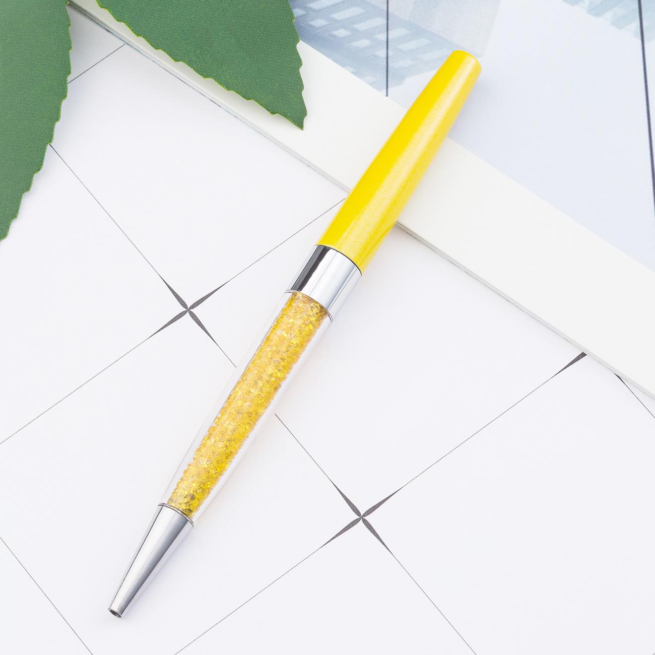 

1 шт. креативная кристальная шариковая ручка канцелярские принадлежности для офиса и школы вращающийся металлический роскошный бренд высококачественный ролик розовое золото Ink Color:Black