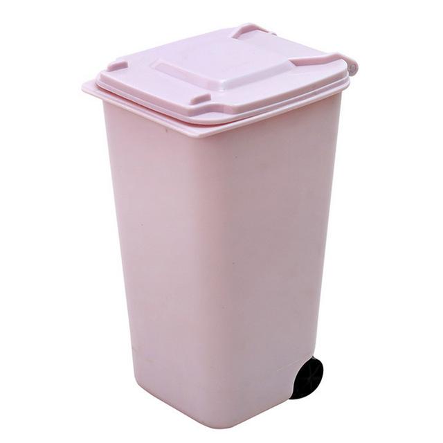 Mini Desktop Trash Can 3color Garbage Storage Box Living Room Coffee Table with Cover Small Paper Basket Plastic Garbage Bag