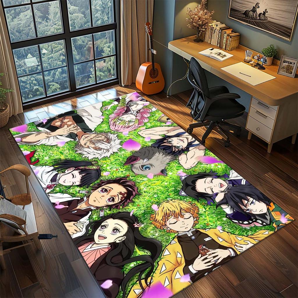 Demon Slayer Anime Rug Carpet Large Area Rug Non Slip Washable Floor Mat Gamer Room Bedroom Home Decor -QJY