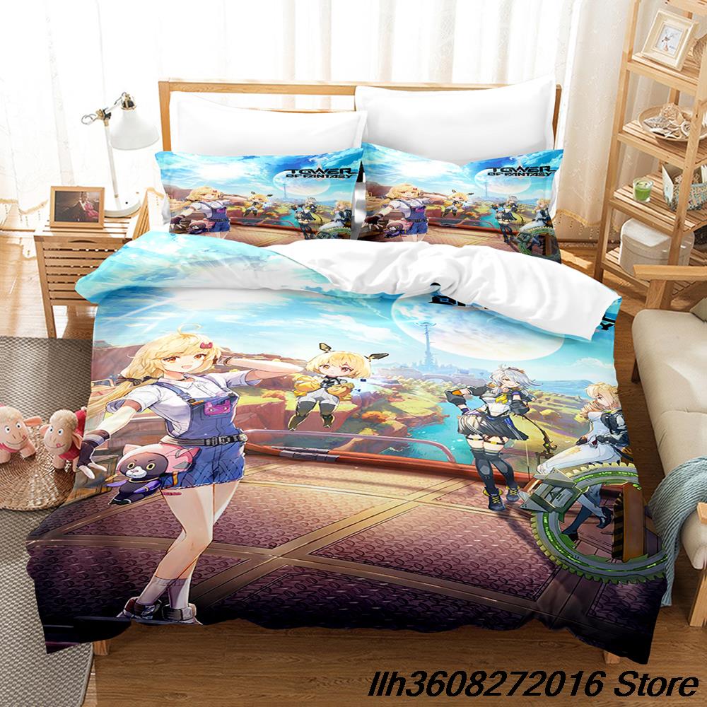 Comforter Tower Of Fantasy Bedding Set Single Twin Full Queen King Size Bed Set Adult Kid Bedroom Three-Piece Suits Anime Bed Sheet S