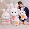 Kawaii Rabbit Plush Pillow Cartoon Bunny Hold Carrot Strawberry Dolls Stuffed Soft Pillow Animal Cushion Birthday Christmas Gift