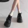 Retro British Style Black Leather Shoes New Spring Autumn Pumps for Women Heightening Thick Bottom Mary Jane Heeled Single Shoes