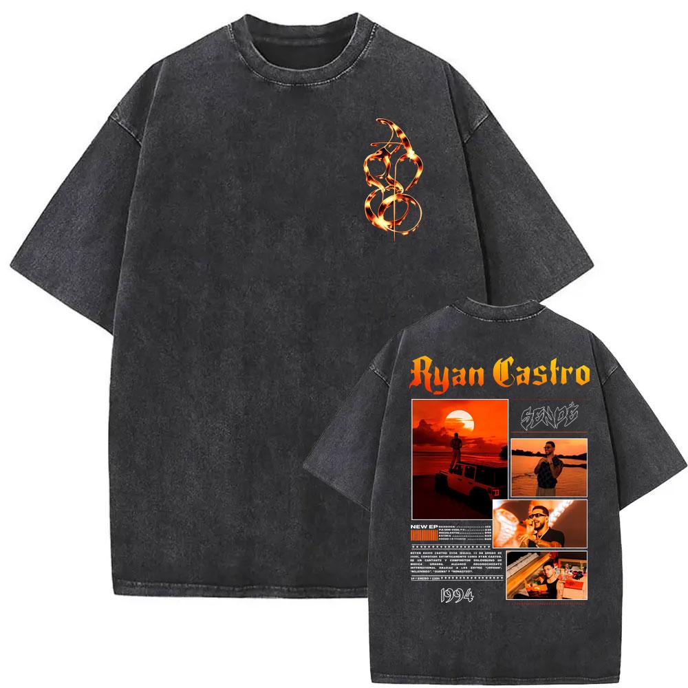 

Rapper Ryan Castro Sende Album Tour Cover T Shirt Men Women Fashion Hip Hop Vintage Washed Tshirts Comfort Cotton T Shirts S