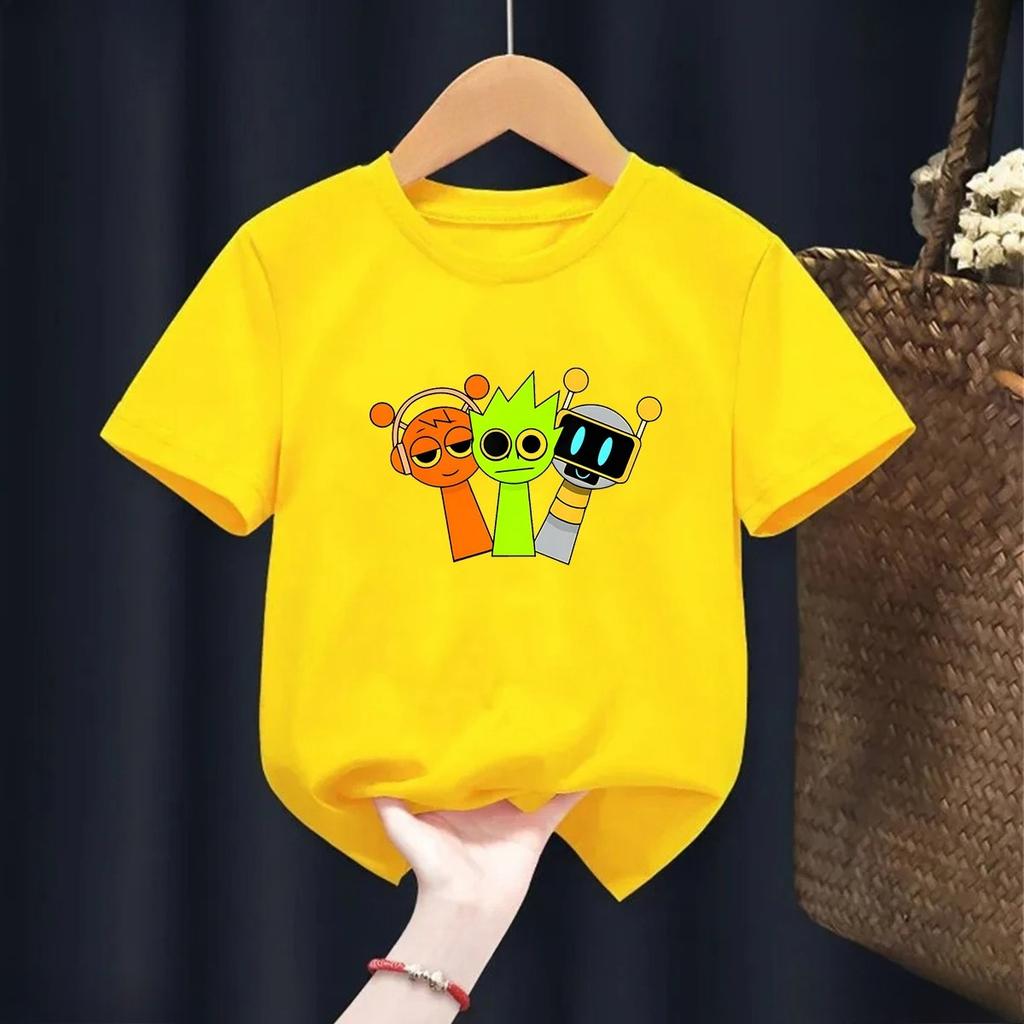 Cartoon Sprunki Cartoon Printed Summer Childrens Clothing Childrens Birthday Digital Gift Short Sleeve Top