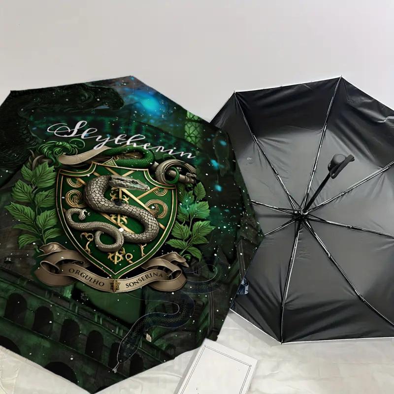 1PC Warner Slytherin Snake Automatic Open/Close Umbrella with Windproof, 17-Rib Sturdy Canopy, Durable Ribs1234A