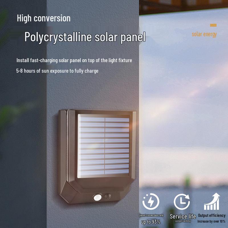 Outdoor Solar LED Wall Floodlight with Sensor - Waterproof Courtyard Lighting