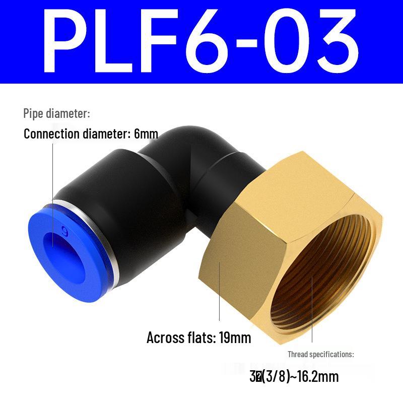 Pneumatischer L-förmiger 90° Luftschlauchverbinder Winkelstück Düse PLF6-01/8-02