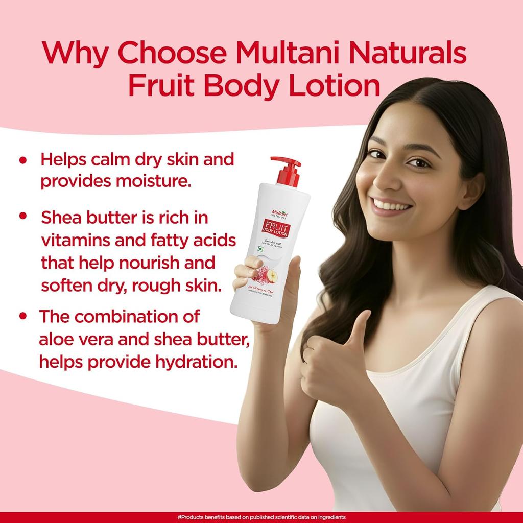 Multani Naturals Fruit Body Lotion 400 Ml Pack of 1 Moisturizing Lotion For Dry Skin Papaya Aloe Vera Hydrating Men Women
