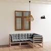 4 Pcs Garden Set with Cushions Solid Pine Wood