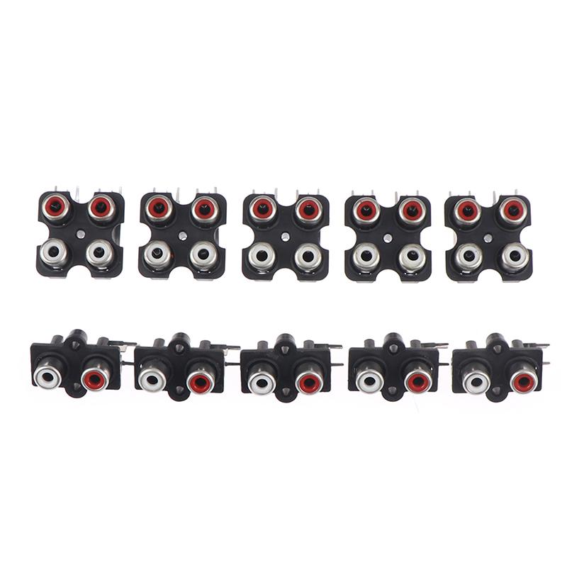 5Pcs 2/4 Hole Rca Female Stereo Audio Jack Av Audio Input Socket Connector