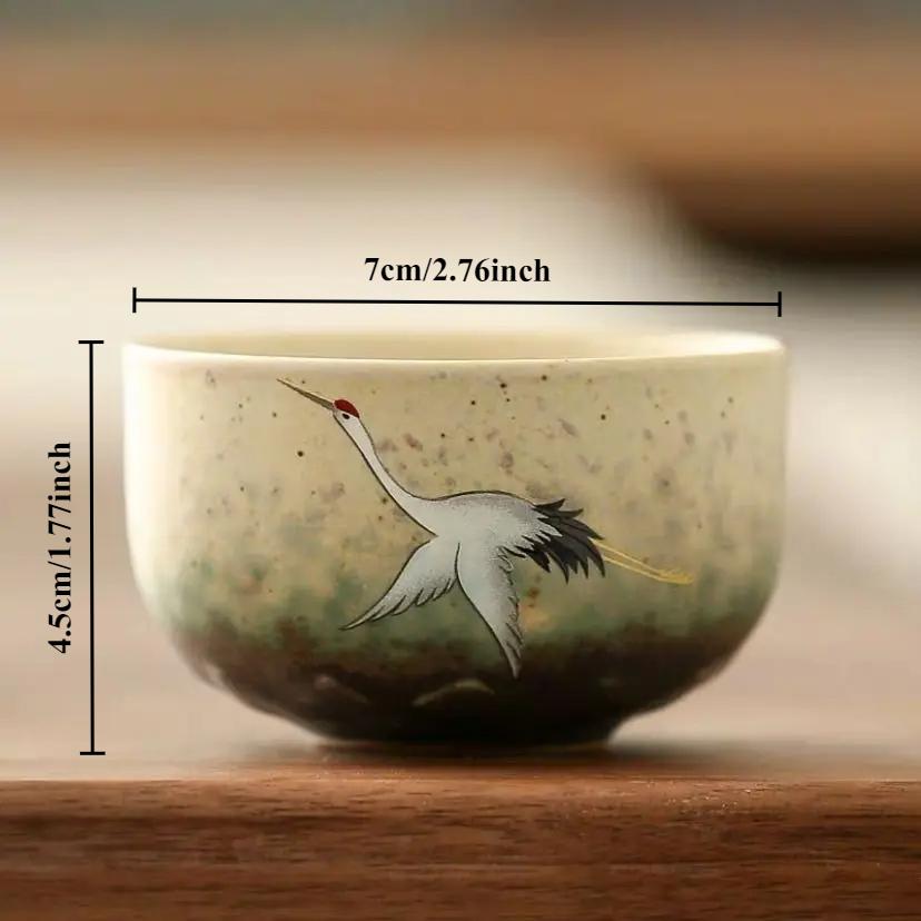Ceașcă de ceai în stil tradițional chinezesc, model cocor zburător, ceașcă de ceai ceramică retro, ceașcă de cafea, căni din ceramică grosieră