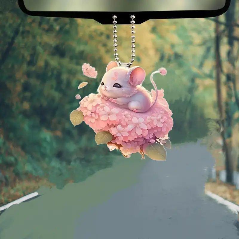 Flower Acrylic Sweet Car Ornament Creative Hanging Decoration For Your Automobile