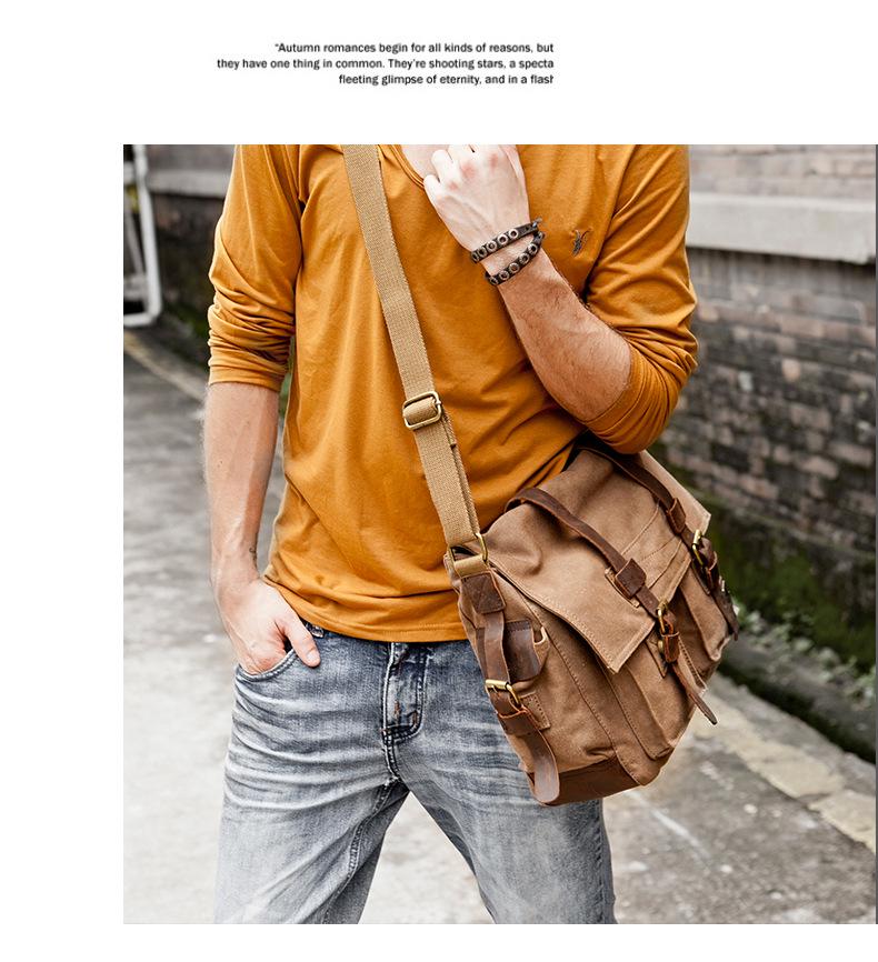 Men's Seven-Color Cotton Canvas Crossbody Bag - Student & Outdoor Casual Messenger Style