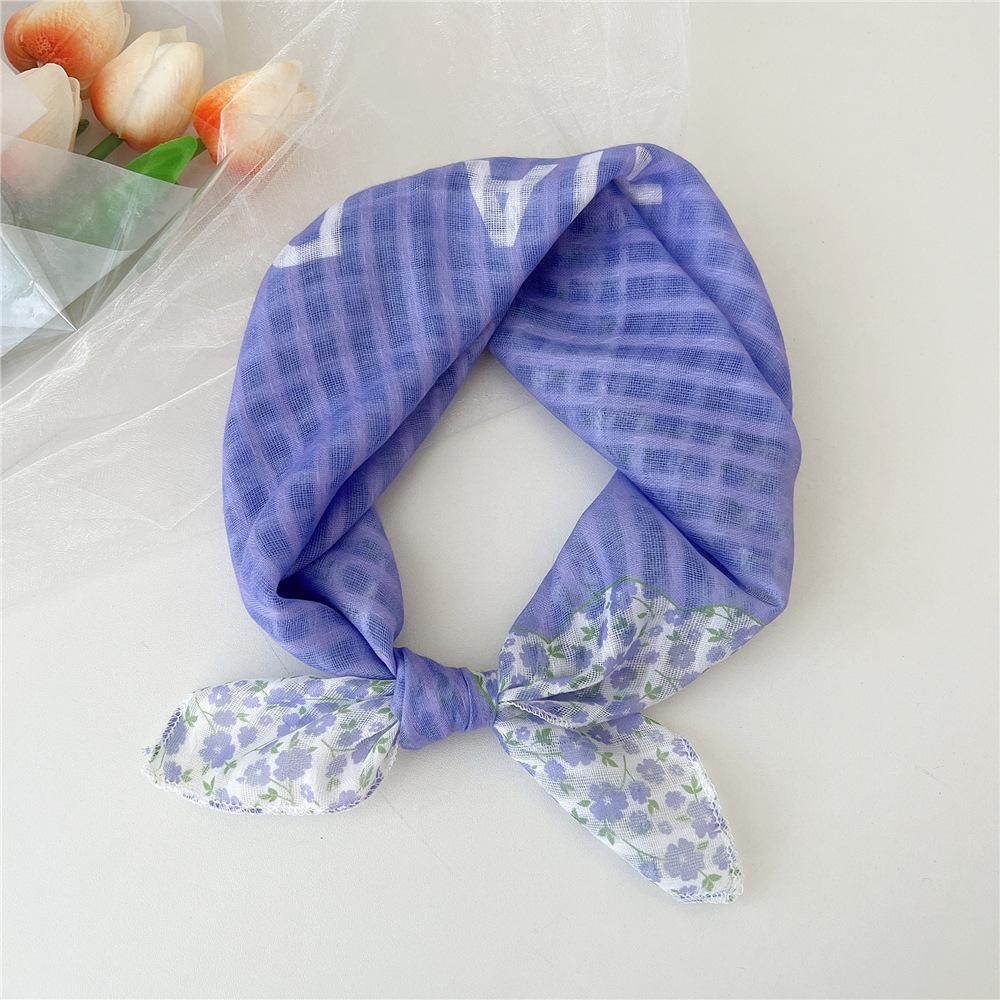 Eșarfă pătrată mică din bumbac și in Eșarfă din mătase Primăvară și toamnă pentru femei Stil nou artistic și versatilă la modă Esarfă cu bentiță cu temperament