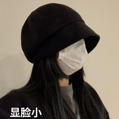 Suede Bucket Hat Women's Autumn and Winter Face Small Hat High Sense Stack Hat Versatile Plain Hat Beret