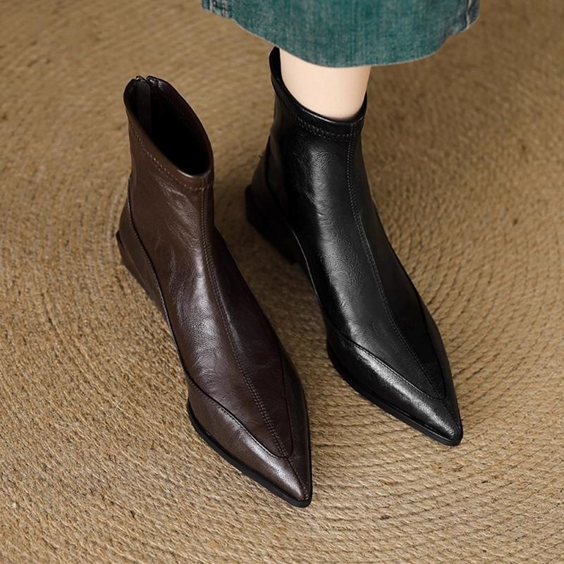 Women's Shoes Pointed Toe Mid Heels Fashion Shoes Luxury New Winter Ankle Boots Dress Designer Pumps Mujer Chelsea Botas