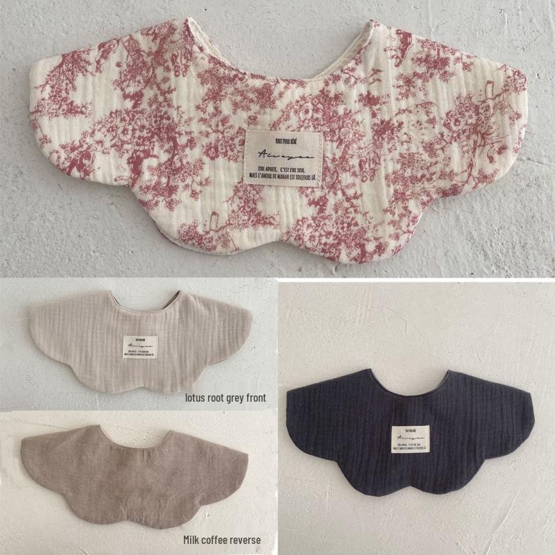 Pure Cotton Korean-Style Baby Drool Bib - Lightweight, Absorbent, Anti-Spit Up, Petal Design