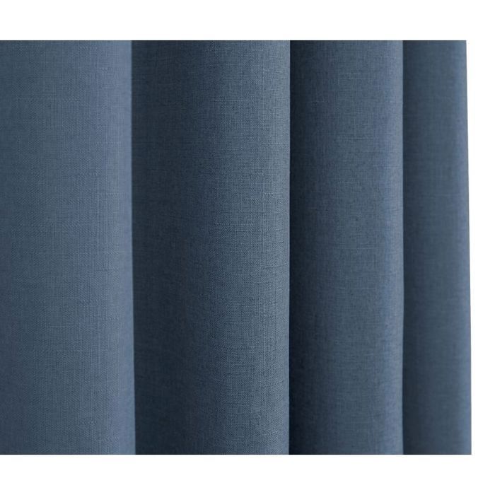 Pair of "Moonlight" Cornflower Linen Effect Eyelet Curtains
