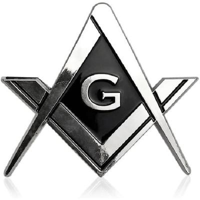 Cut Out Shaped Square And Compass Masonic Car Emblem For Freemasons Chrome
