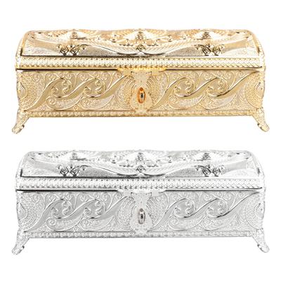 Vintage Jewelry Box Elegant Colorfast Alloy Rustproof Soft Velvet Lining Trinket Storage Box for Fam