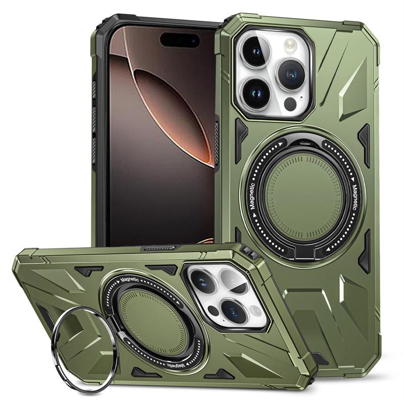 For Magsafe Shockproof Armor Ring Holder Phone Case For IPhone 16 15 14 13 12 11 Pro Max Plus Magnetic Wireless Charging Cover