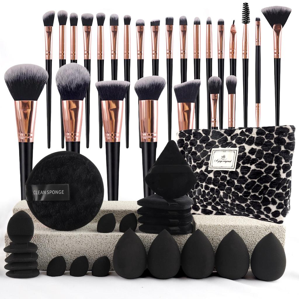 Makeup Brush Set Chic Fragrance Style Beauty Tools Kit Portable Travel Cosmetic Bag Puff Toiletry Makeup Accessories Set