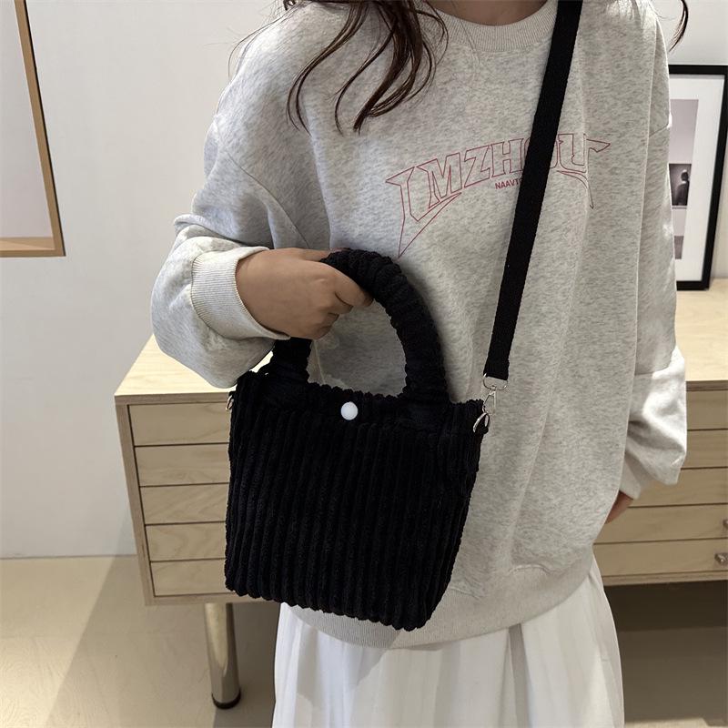 2024 Winter Corduroy Plush Crossbody Bucket Bag - Cute Furry Handbag