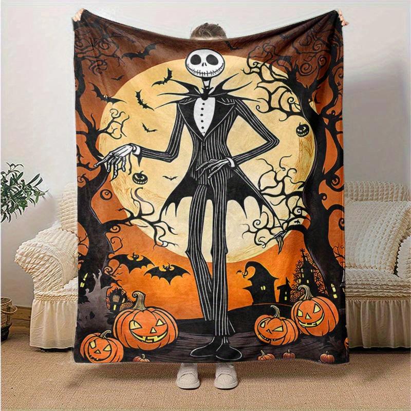

1pc, Jack Skellington Home Decor Blanket: A Cozy Halloween Gift for Your Living Room, Bedroom, or Outdoor Adventures, Flannel Throw Blanket, Perfect f 130x150cm