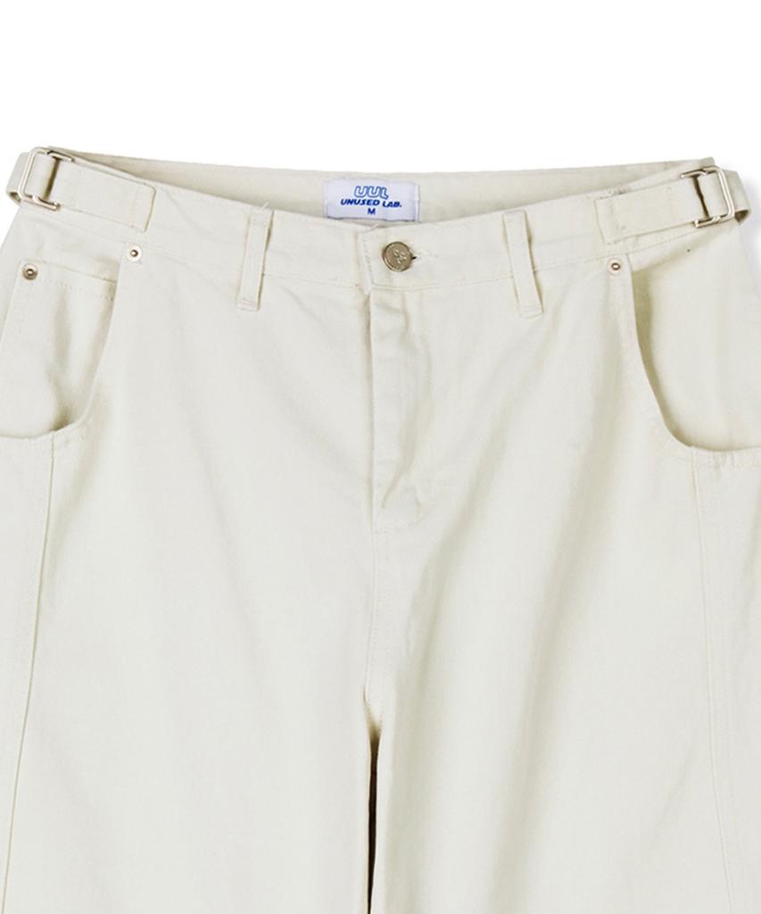 Eonyujeulaeb Cotton Curved Buckle Pants [Cream]