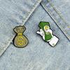 Funny Money Wallet Brooch Creative Purse Banknote Enamel Pin Holding a Dozen of Dollars Bag Lapel Badge Gift for Friends Jewelry