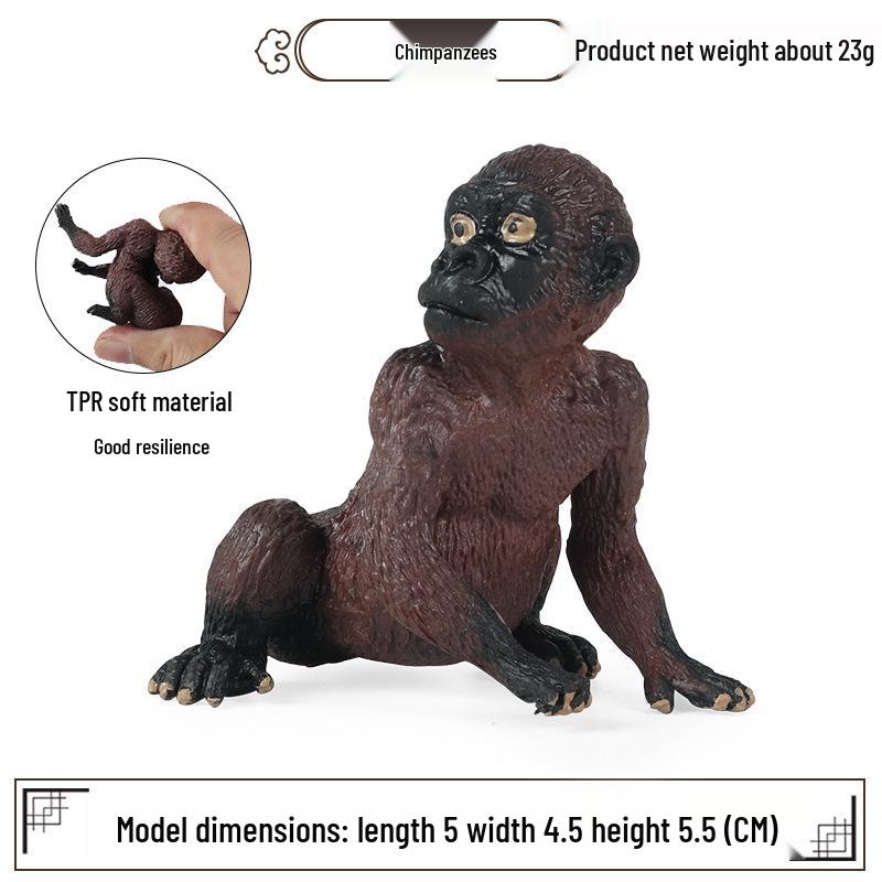 Wild Animal Solid Plastic Orangutan Model Set - Long-armed Ape Educational Toys