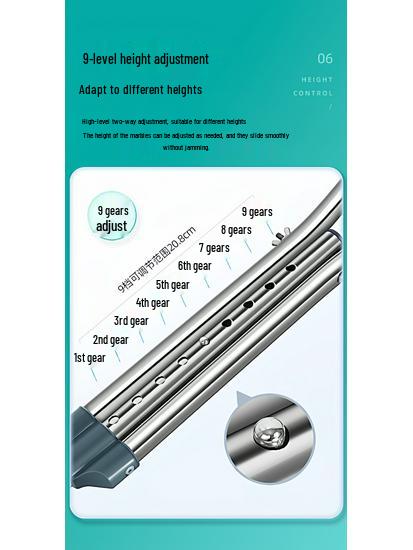Adjustable Anti-Slip Stainless Steel Underarm Crutches - Medical Grade Double Crutches