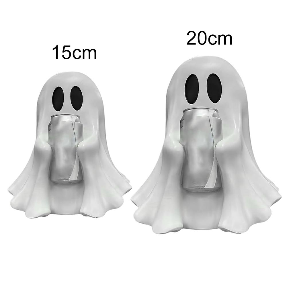 Ghost Drink Holder Halloween Ghost Can Holder for Coke Soda Spooky Cans Desktop Resin Ornament for Indoor Home Decor 15cm/25cm