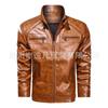 WISH men's casual leather jacket simple and fashionable European size autumn leather jacket