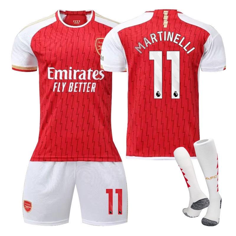Stylish And Comfortable 2023-24 Arsenal Home 7 Saka 8 Elneny 9 Jesus 11 Martinelli Football Jersey For Children