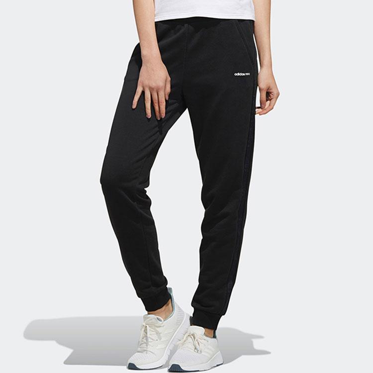 Adidas Neo Solid Color Knitted Cuffed Sweatpants Women Bottoms Black EI4338