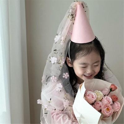 Narozeninový klobouk s dlouhým závojem Vlasový doplněk Pro děti Ženy Dívky Narozeninová oslava Svatba Baby Shower Potřeby