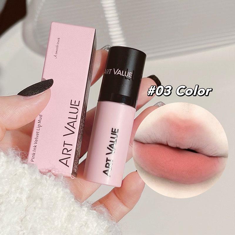 Art Value Velvet Matte Lip Mud - Pink & Black: Lightweight, Non-Drying, Versatile Makeup for Women (Autumn/Winter)
